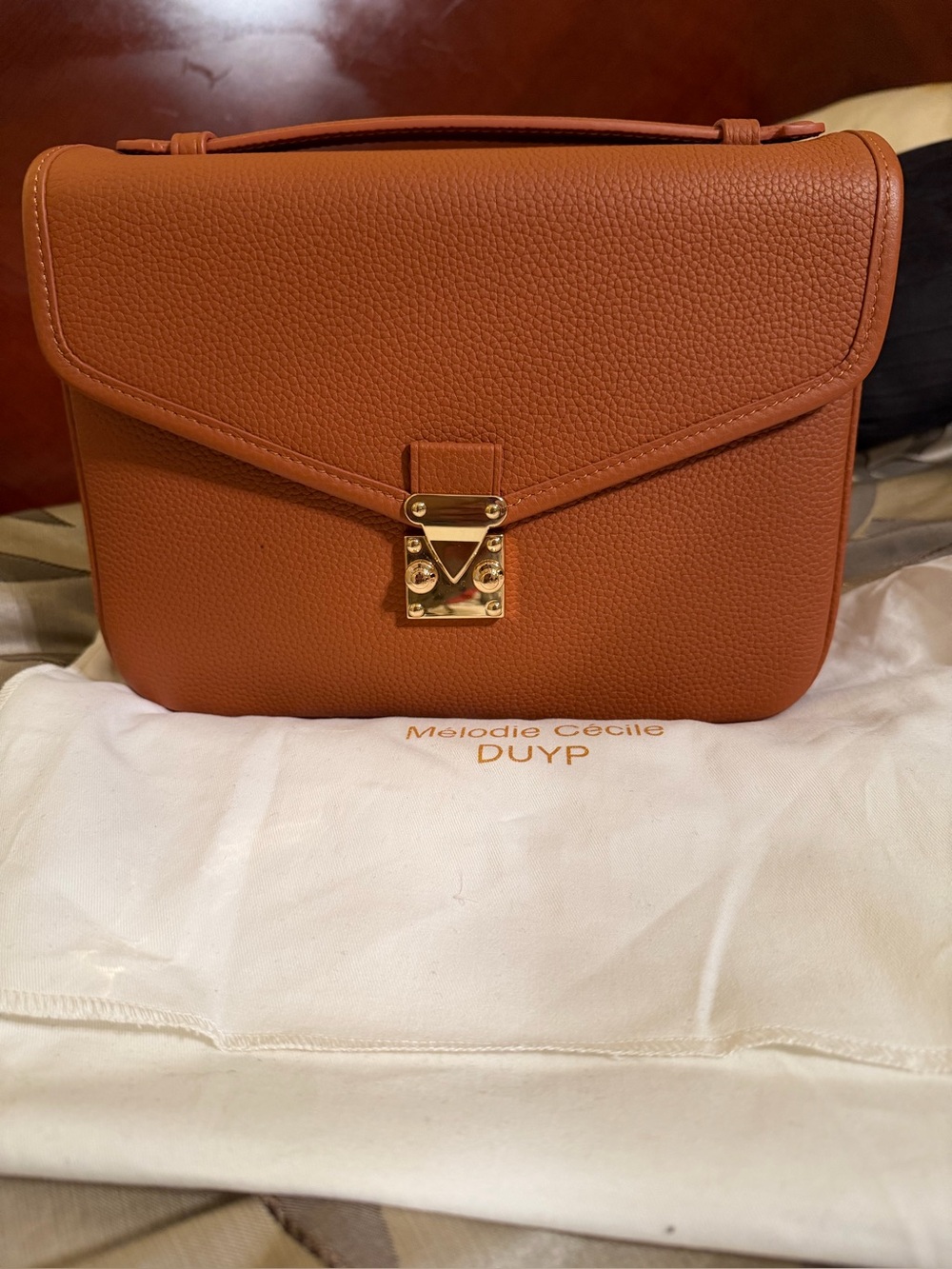 DUYP. Paris 15 Togo Leather Satchel Crossbody Bag
